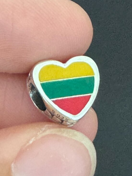 Pandora Jewelry - Authentic Pandora Lithuania Flag Heart Exclusive Charm